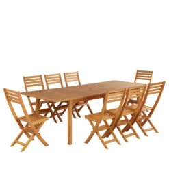 SAMA Ensemble De Jardin 1 Table Extensible Et 8 Chaises En Bois D'eucalyptus