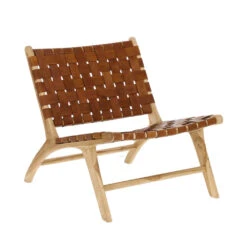 CAMPECHUELA Fauteuil En Bois Et Cuir -Meubles Soldes Magasin fauteuil bois cuir campechuela 1