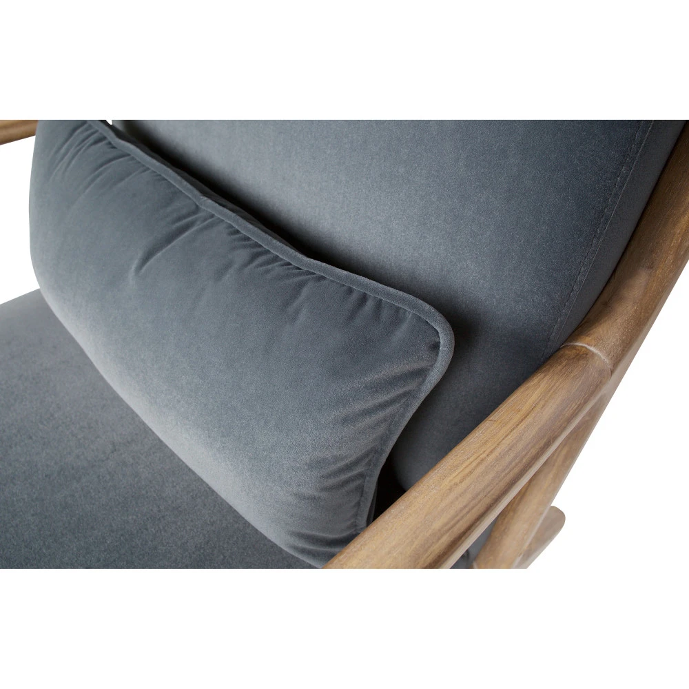 MARK Fauteuil En Bois Et Velours 8 MARK Fauteuil En Bois Et Velours – Image 6