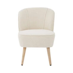 DOUVE Fauteuil En Tissu Bouclette Et Bois -Meubles Soldes Magasin fauteuil en tissu bouclette et bois douve 1