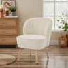 DOUVE Fauteuil En Tissu Bouclette Et Bois -Meubles Soldes Magasin fauteuil en tissu bouclette et bois douve