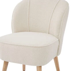 DOUVE Fauteuil En Tissu Bouclette Et Bois -Meubles Soldes Magasin fauteuil en tissu bouclette et bois douve 4