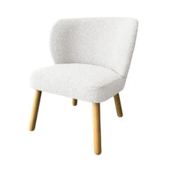 RAPH Fauteuil En Tissu Bouclette Et Bois -Meubles Soldes Magasin fauteuil en tissu bouclette et bois raph 1
