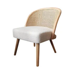 Meubles Soldes Magasin -Meubles Soldes Magasin fauteuil lounge en tissu bouclette rotin drawer candice 1