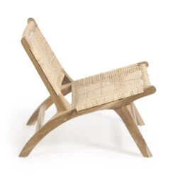 BEIDA Fauteuil Lounge En Teck Et Rotin -Meubles Soldes Magasin fauteuil lounge teck rotin kave home beida 2