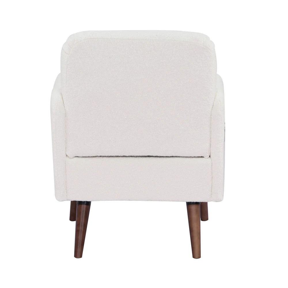 BROOKS Fauteuil Rétro En Tissu Bouclette Pieds Bois Foncé 7 BROOKS Fauteuil Rétro En Tissu Bouclette Pieds Bois Foncé – Image 5