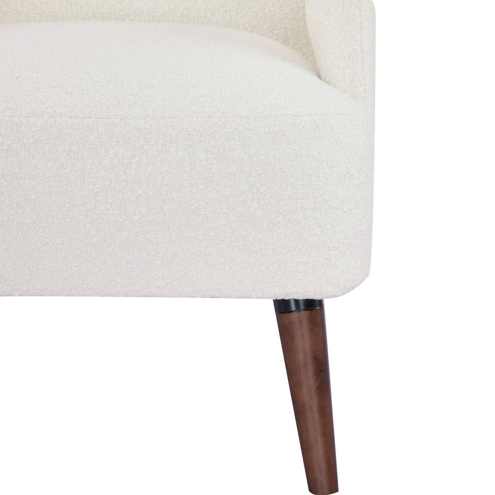 BROOKS Fauteuil Rétro En Tissu Bouclette Pieds Bois Foncé 8 BROOKS Fauteuil Rétro En Tissu Bouclette Pieds Bois Foncé – Image 6