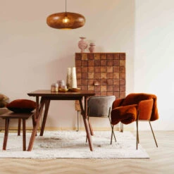 POLKA Fauteuil De Table En Velours Pieds Métal