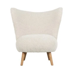 CELINE Fauteuil En Tissu Bouclette Et Bois -Meubles Soldes Magasin fauteuil tissu bouclette bois woood celine 1
