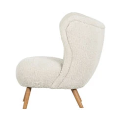 CELINE Fauteuil En Tissu Bouclette Et Bois -Meubles Soldes Magasin fauteuil tissu bouclette bois woood celine 2