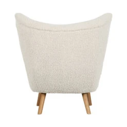CELINE Fauteuil En Tissu Bouclette Et Bois -Meubles Soldes Magasin fauteuil tissu bouclette bois woood celine 3