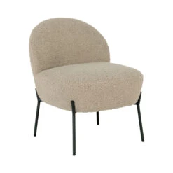 MERIDA Fauteuil En Tissu Bouclette Et Métal -Meubles Soldes Magasin fauteuil tissu bouclette metal house nordic merida 1