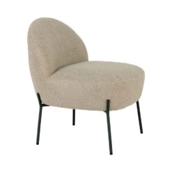 MERIDA Fauteuil En Tissu Bouclette Et Métal -Meubles Soldes Magasin fauteuil tissu bouclette metal house nordic merida 3