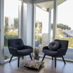 LONDON Fauteuil En Tissu Et Pieds En Bois Noir 16 LONDON Fauteuil En Tissu Et Pieds En Bois Noir -Meubles Soldes Magasin fauteuil tissu pieds bois noir house nordic london 6