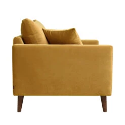 VILLABON Fauteuil XL En Velours Pieds Bois Foncé -Meubles Soldes Magasin fauteuil velours pieds bois fonce drawer villabon 3