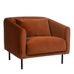 WINSEN Fauteuil En Velours Pieds Droits En Métal -Meubles Soldes Magasin fauteuil velours pieds droits metal drawer winsen 1