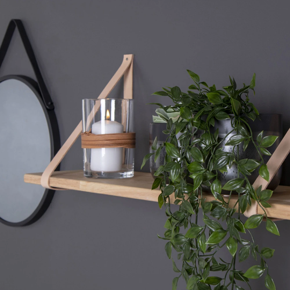 FORNO Etagère Murale En Bois Et Cuir 120x20 Cm 6 FORNO Etagère Murale En Bois Et Cuir 120x20 Cm – Image 4