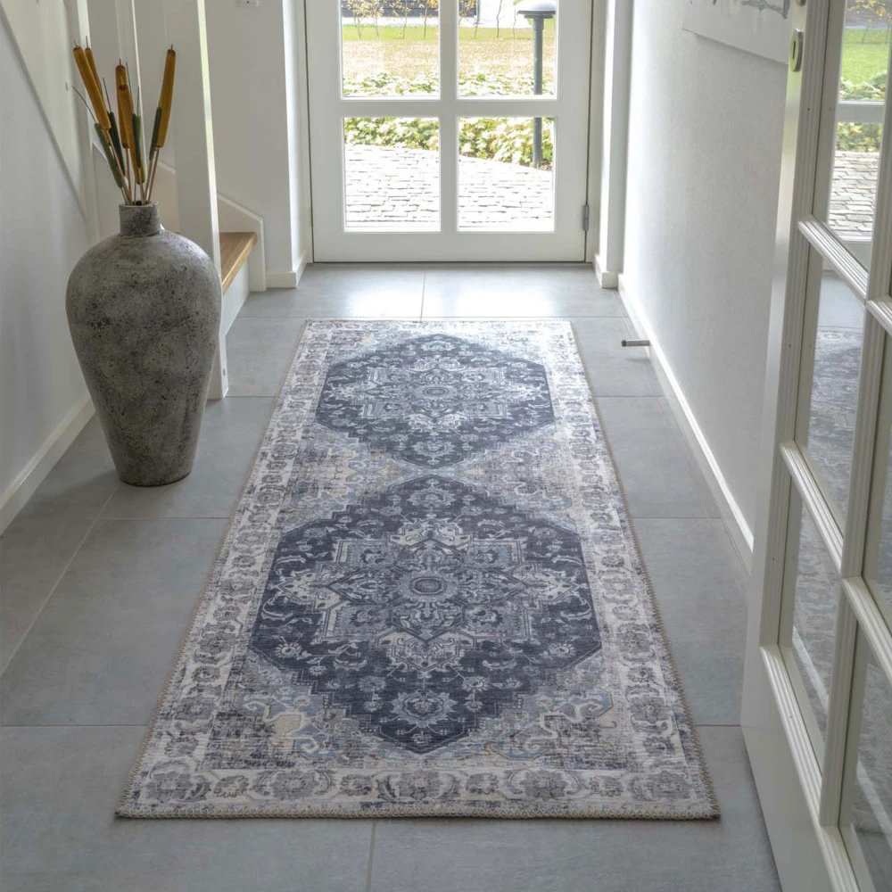 HAVANA Tapis De Couloir Vintage En Chenille Bleu 3 HAVANA Tapis De Couloir Vintage En Chenille Bleu
