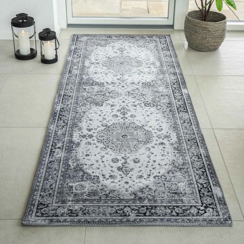 HAVANA Tapis De Couloir Vintage En Chenille Noir Et Blanc 5 HAVANA Tapis De Couloir Vintage En Chenille Noir Et Blanc – Image 3