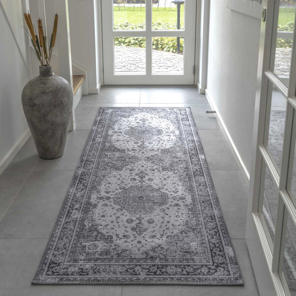 HAVANA Tapis De Couloir Vintage En Chenille Noir Et Blanc 3 HAVANA Tapis De Couloir Vintage En Chenille Noir Et Blanc