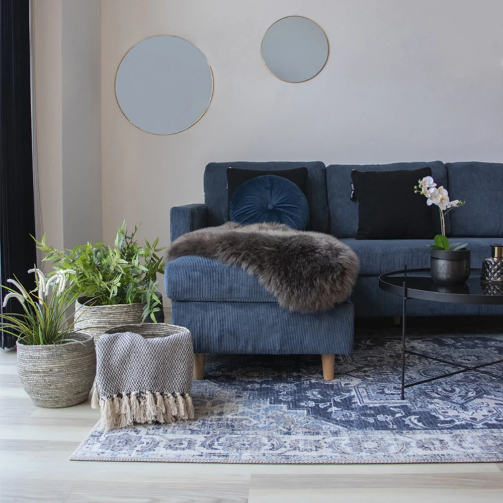 HAVANA Tapis Vintage En Chenille Bleu 5 HAVANA Tapis Vintage En Chenille Bleu – Image 3