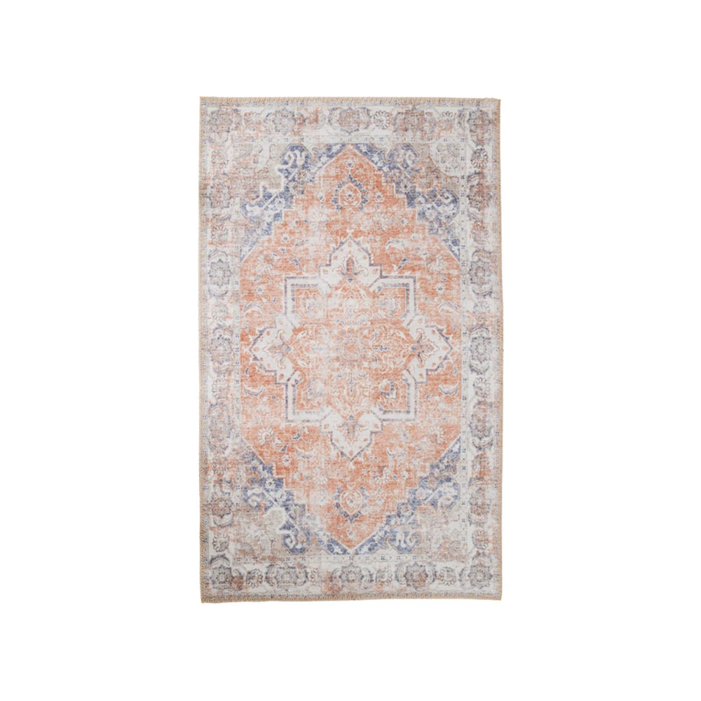 HAVANA Tapis Vintage En Chenille Orange Et Bleu 4 HAVANA Tapis Vintage En Chenille Orange Et Bleu – Image 2