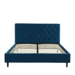 KOPITO Lit Capitonné En Velours 160x200cm -Meubles Soldes Magasin lit capitonne velours 160x200cm kopito 1