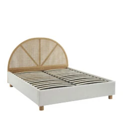 TAJUR Lit Coffre En Tissu Bouclette Et Cannage 140x190cm 14 TAJUR Lit Coffre En Tissu Bouclette Et Cannage 140x190cm -Meubles Soldes Magasin lit coffre en tissu bouclette et cannage 140x190cm tajur 2