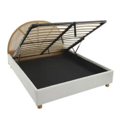 TAJUR Lit Coffre En Tissu Bouclette Et Cannage 140x190cm 16 TAJUR Lit Coffre En Tissu Bouclette Et Cannage 140x190cm -Meubles Soldes Magasin lit coffre en tissu bouclette et cannage 140x190cm tajur 4