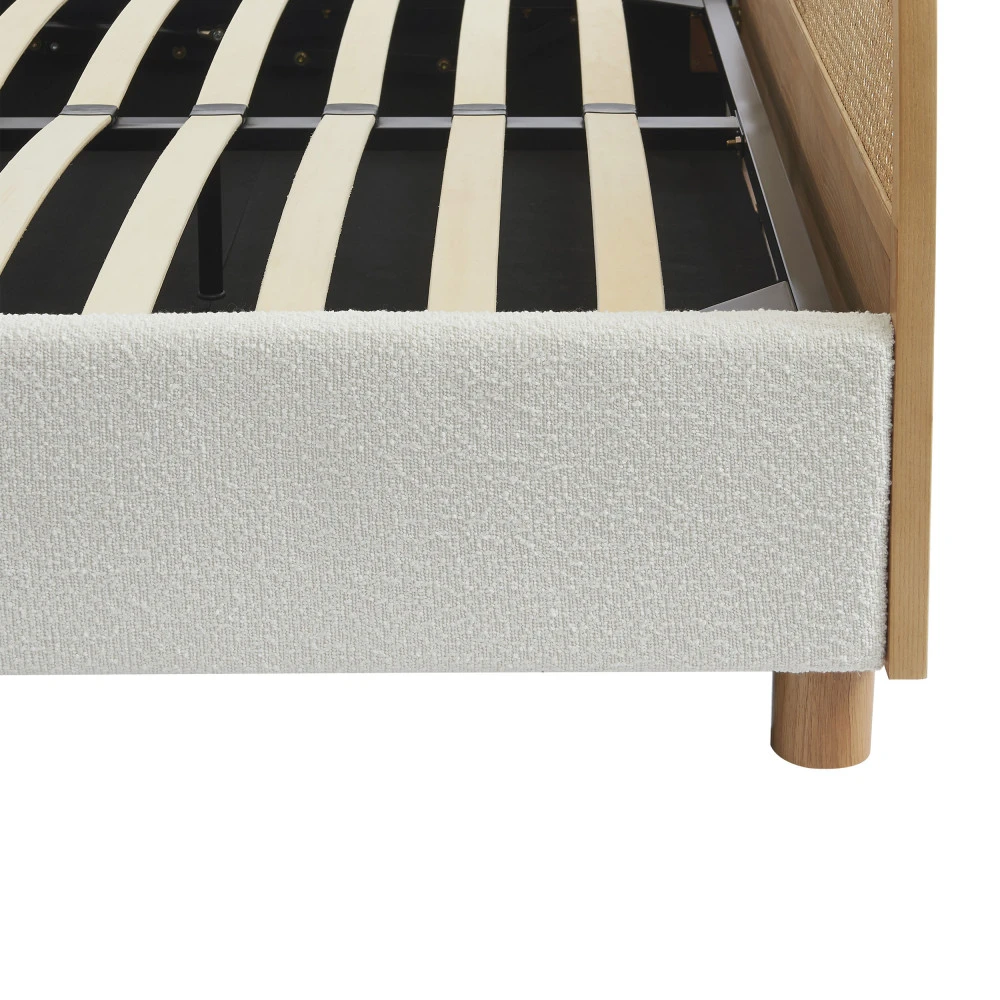 TAJUR Lit Coffre En Tissu Bouclette Et Cannage 140x190cm 8 TAJUR Lit Coffre En Tissu Bouclette Et Cannage 140x190cm – Image 6