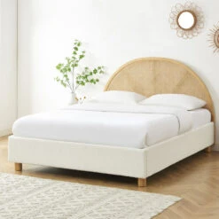 TAJUR Lit Coffre En Tissu Bouclette Et Cannage 140x190cm 20 TAJUR Lit Coffre En Tissu Bouclette Et Cannage 140x190cm -Meubles Soldes Magasin lit coffre en tissu bouclette et cannage 140x190cm tajur 8