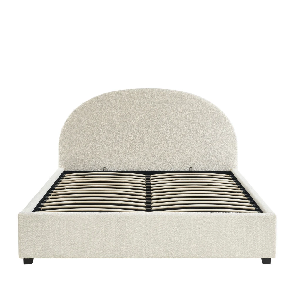 MERLE Lit Coffre En Tissu Bouclette 160x200cm 4 MERLE Lit Coffre En Tissu Bouclette 160x200cm – Image 2