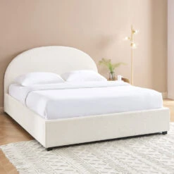 MERLE Lit Coffre En Tissu Bouclette 160x200cm