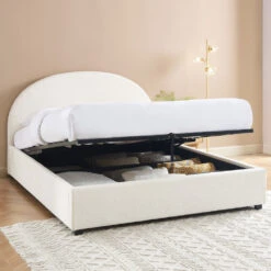 MERLE Lit Coffre En Tissu Bouclette 160x200cm 20 MERLE Lit Coffre En Tissu Bouclette 160x200cm -Meubles Soldes Magasin lit coffre tissu bouclette 160x200cm merle 8