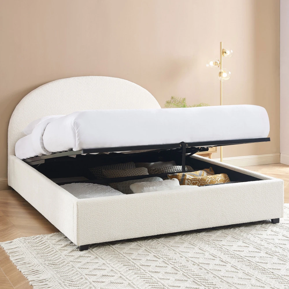 MERLE Lit Coffre En Tissu Bouclette 160x200cm 11 MERLE Lit Coffre En Tissu Bouclette 160x200cm – Image 9