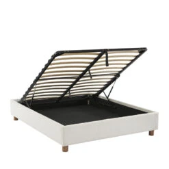 MILLO Lit Coffre En Tissu Bouclette 160x200cm -Meubles Soldes Magasin lit coffre tissu bouclette 160x200cm millo 4