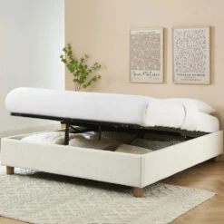 MILLO Lit Coffre En Tissu Bouclette 160x200cm -Meubles Soldes Magasin lit coffre tissu bouclette 160x200cm millo 7