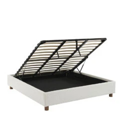 MILLO Lit Coffre En Tissu Bouclette 180x200cm -Meubles Soldes Magasin lit coffre tissu bouclette 180x200cm millo 4