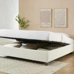 MILLO Lit Coffre En Tissu Bouclette 180x200cm -Meubles Soldes Magasin lit coffre tissu bouclette 180x200cm millo 7