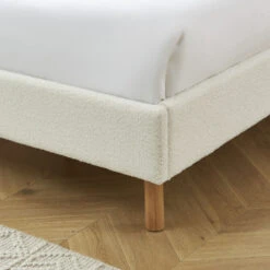 TAJUR Lit En Tissu Bouclette Et Cannage 140x190cm -Meubles Soldes Magasin lit en tissu bouclette et cannage 140x190cm tajur 4