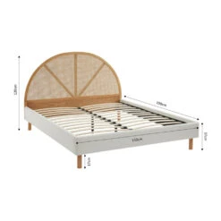 TAJUR Lit En Tissu Bouclette Et Cannage 140x190cm -Meubles Soldes Magasin lit en tissu bouclette et cannage 140x190cm tajur 6