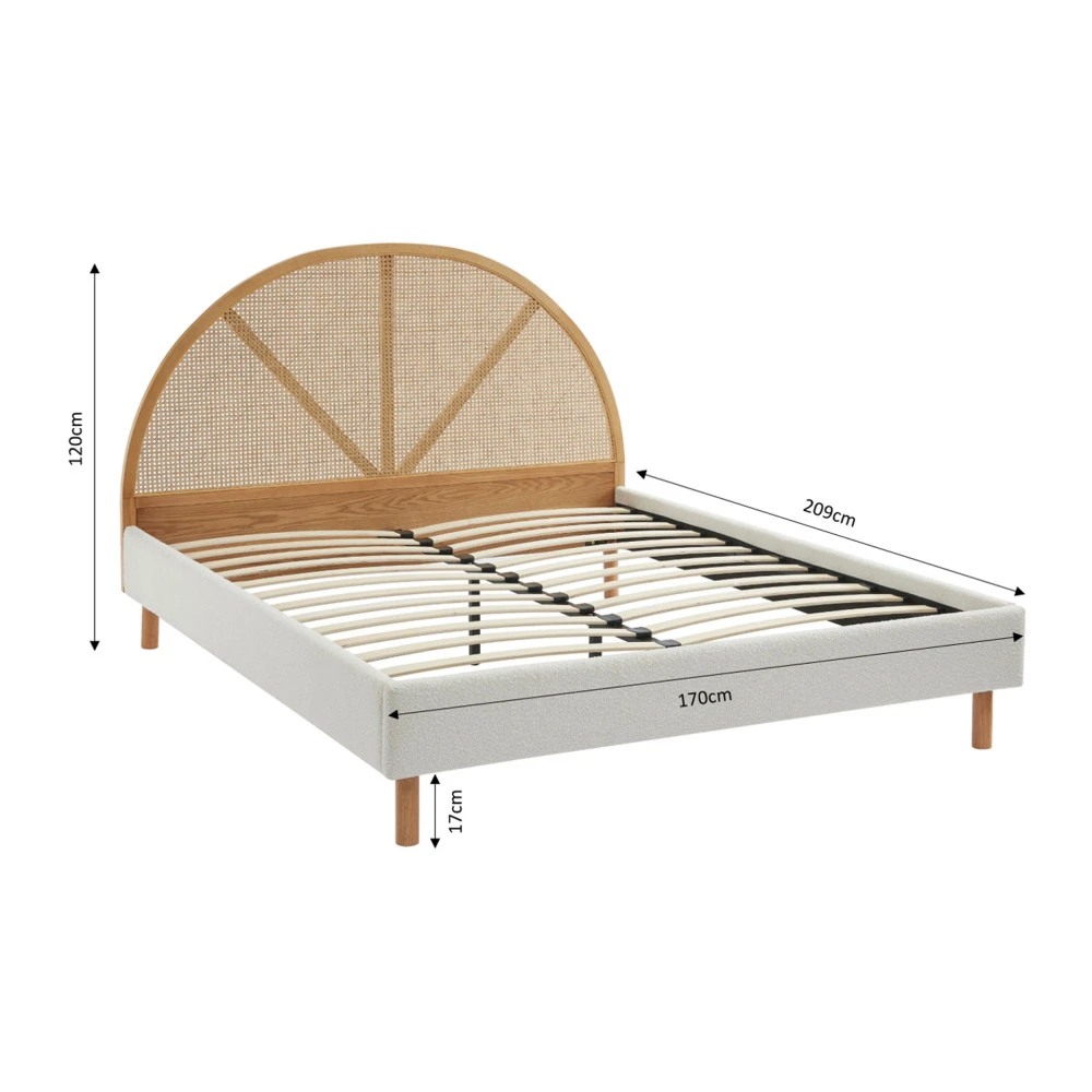 TAJUR Lit En Tissu Bouclette Et Cannage 160x200cm 9 TAJUR Lit En Tissu Bouclette Et Cannage 160x200cm – Image 7