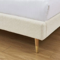 TORGO Lit Matelassé En Tissu Bouclette Pieds Bois Clair 160x200cm 14 TORGO Lit Matelassé En Tissu Bouclette Pieds Bois Clair 160x200cm -Meubles Soldes Magasin lit matelasse tissu bouclette pieds bois clair 160x200cm torgo 5