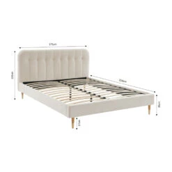 TORGO Lit Matelassé En Tissu Bouclette Pieds Bois Clair 160x200cm 15 TORGO Lit Matelassé En Tissu Bouclette Pieds Bois Clair 160x200cm -Meubles Soldes Magasin lit matelasse tissu bouclette pieds bois clair 160x200cm torgo 6