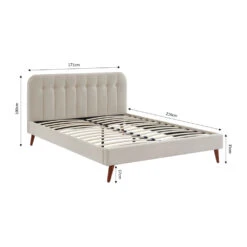 TORGO Lit Matelassé En Velours Piètement Bois Foncé 160x200cm -Meubles Soldes Magasin lit matelasse velours pietement bois fonce 160x200cm torgo 6