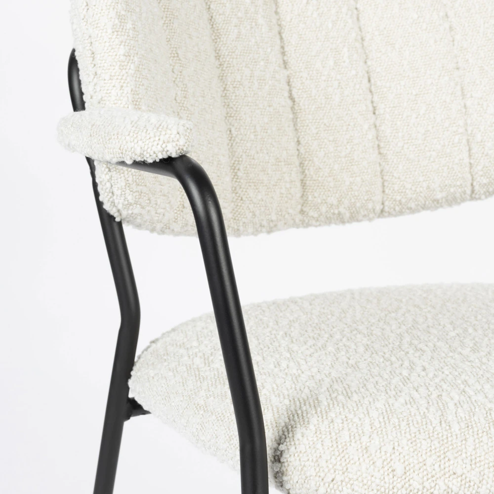 JOLIEN Lot De 2 Chaises Avec Accoudoirs En Tissu Bouclette Et Pieds Noirs 8 JOLIEN Lot De 2 Chaises Avec Accoudoirs En Tissu Bouclette Et Pieds Noirs – Image 6