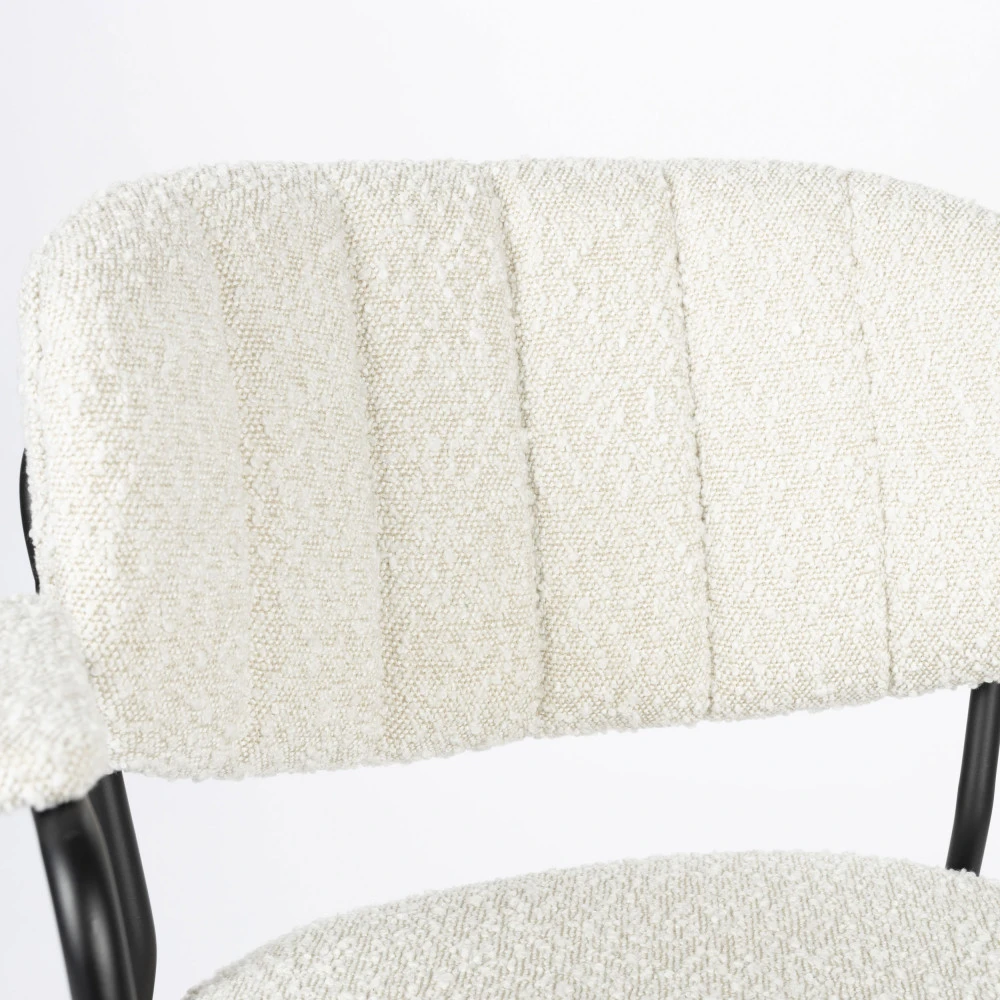 JOLIEN Lot De 2 Chaises Avec Accoudoirs En Tissu Bouclette Et Pieds Noirs 9 JOLIEN Lot De 2 Chaises Avec Accoudoirs En Tissu Bouclette Et Pieds Noirs – Image 7