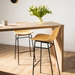 SOMBA Lot De 2 Chaises De Bar En Rotin Tressé 75cm