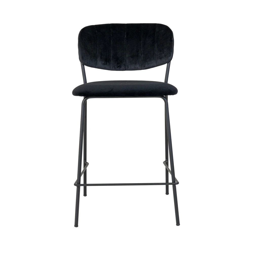 ALICANTE Lot De 2 Chaises De Bar En Velours Et Métal 4 ALICANTE Lot De 2 Chaises De Bar En Velours Et Métal – Image 2