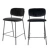 ALICANTE Lot De 2 Chaises De Bar En Velours Et Métal